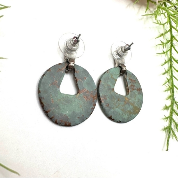 ⚜️Verdigris Copper Door Knocker Hoop Earrings NEW - Picture 3 of 4